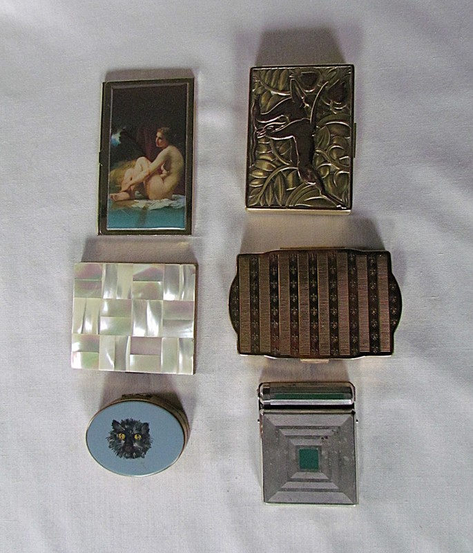 LOT OF VINTAGE COMPACTS YARDLEY VAN ACE GAZELLE PAIR KITTY & CARDHOLDER ROUGE