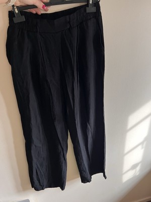 Ladies Black Viscose Wide Leg Trousers Size 14 Papaya UK