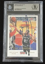Tim Duncan Signed 2000-01 Fleer Focus #113 Spurs BAS Beckett Autographed Card