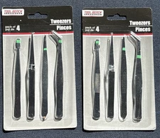 Tool bench hardware 4 piece tweezers  2-4 Packs