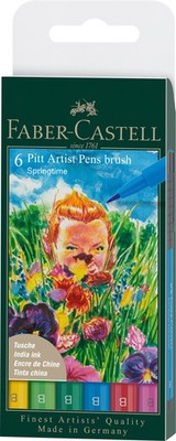 Art & Graphic Pitt Artist Pen Brush India Ink Pen, Springtime, Wallet Of 6, F...