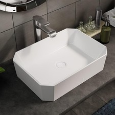 Large Bathroom Vanity Ceramic Wash Basin Cloakroom Sink Counter Top White