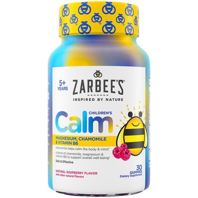 Zarbee s Naturals Children s Calm Gummies, Magnesium for Kids Ages 5+, Melato...