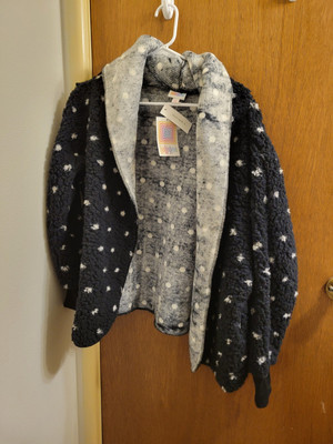 New LuLaRoe Size Small Teddy Bear Polka Dot Hooded Jacket Cardigan Nwt Open
