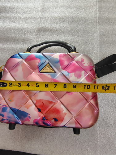 Triforce Elite Hardside Beauty Travel Make-up Case Pink Blue Marble with Strap - Picture 17 of 19