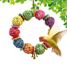 Hanging Parrot Chew With Rattan Balls And Bell Bird Molar For Parakeet Bite Acce
