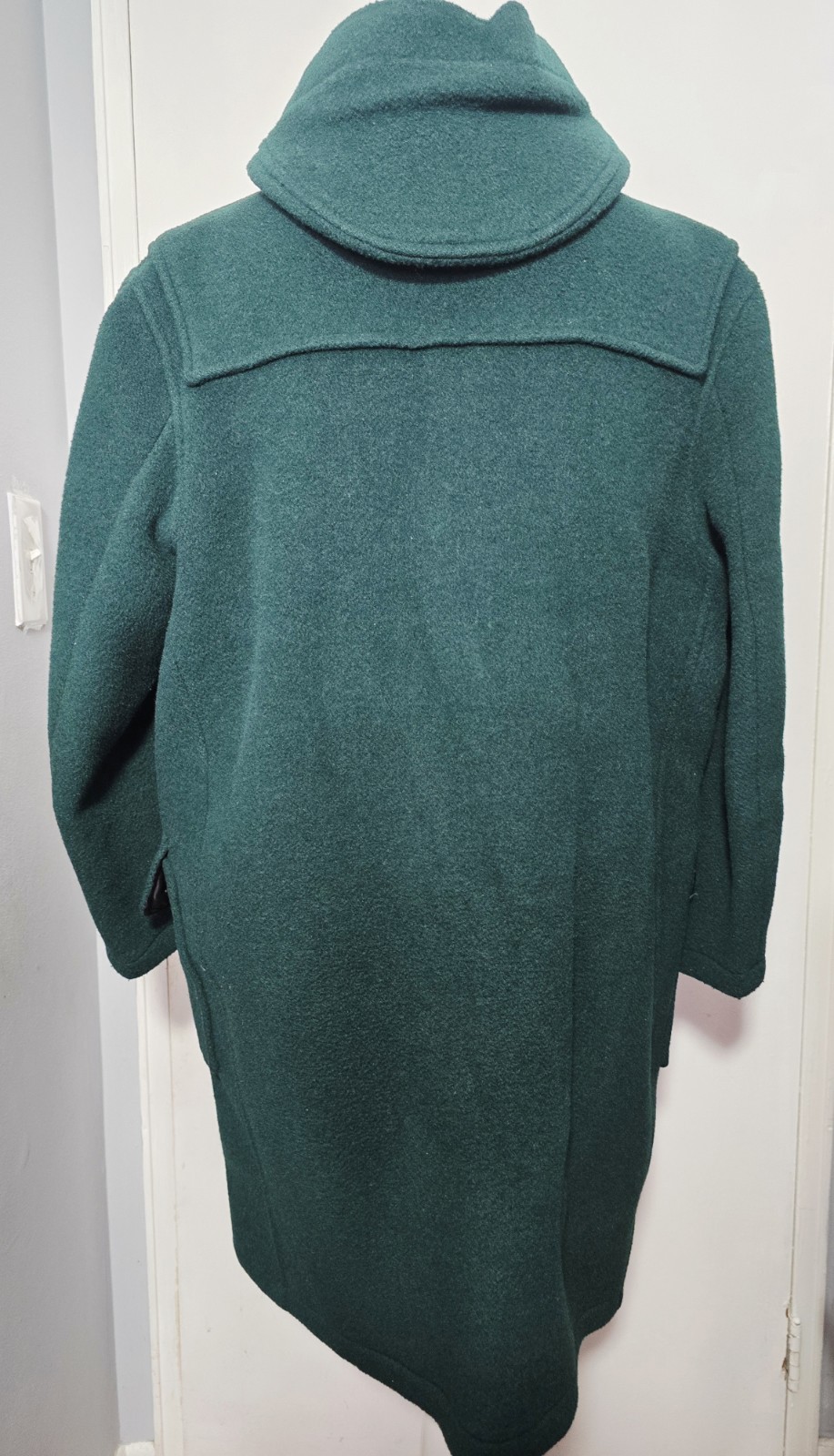 Rare Vintage 80's BURBERRY Nova Check Lined Wool Duffle Coat Green Size Large image 4