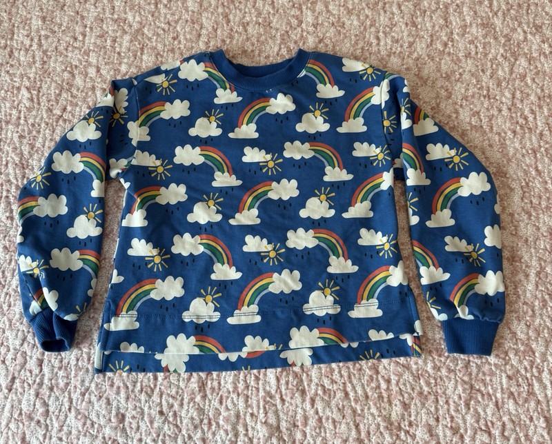 Hanna Andersson Girls Rainbow Cloud Pullover Sweatshirt Blue 130 cm US 8
