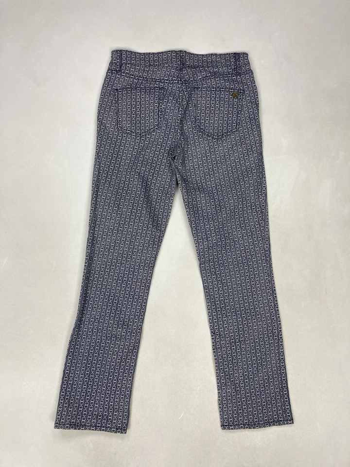 Tory Burch Pannier Cropped Straight Jeans Women 26 Blue All Over Print - Image 3 of 4
