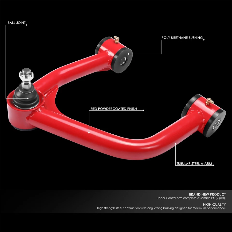 For 2007-2022 Toyota Sequoia Tundra W 2-4" Lift Red Front Upper Control Arms - Image 2 of 4