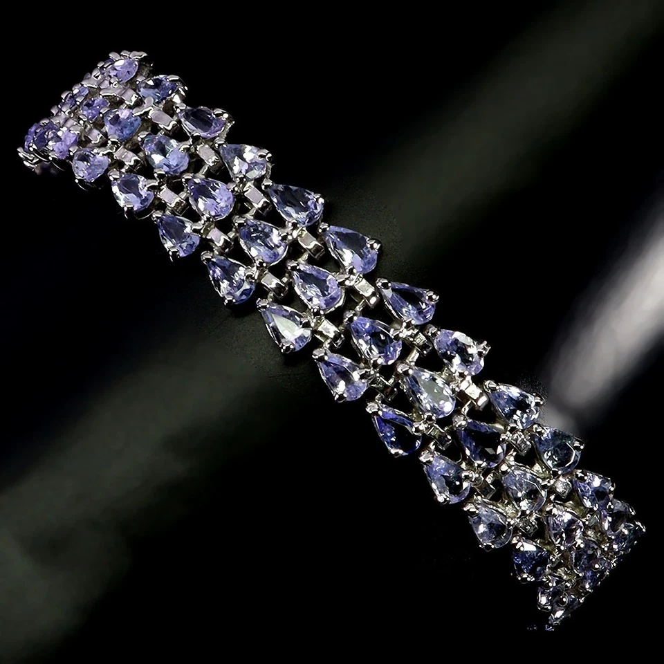 925 Sterling Silver Bracelet Pear Tanzanite 4x3mm Natural No USA Import Fees - Image 2 of 4