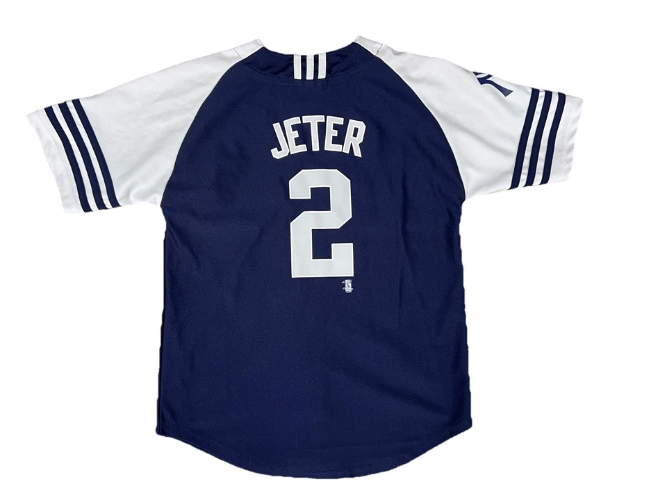 Camiseta Adidas Derek Jeter #2 Yankees Juvenil M 10-12 Azul Gris MLB Excelente Foto 2 de 4