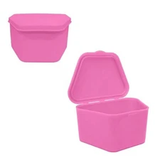 Retainer Case Denture Storage Box Pink Hinged Plastic 10 Pk
