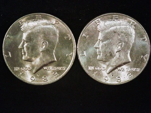 1983-P and D Kennedy Half Dollars (2 coins) AU++. Free Shipping!