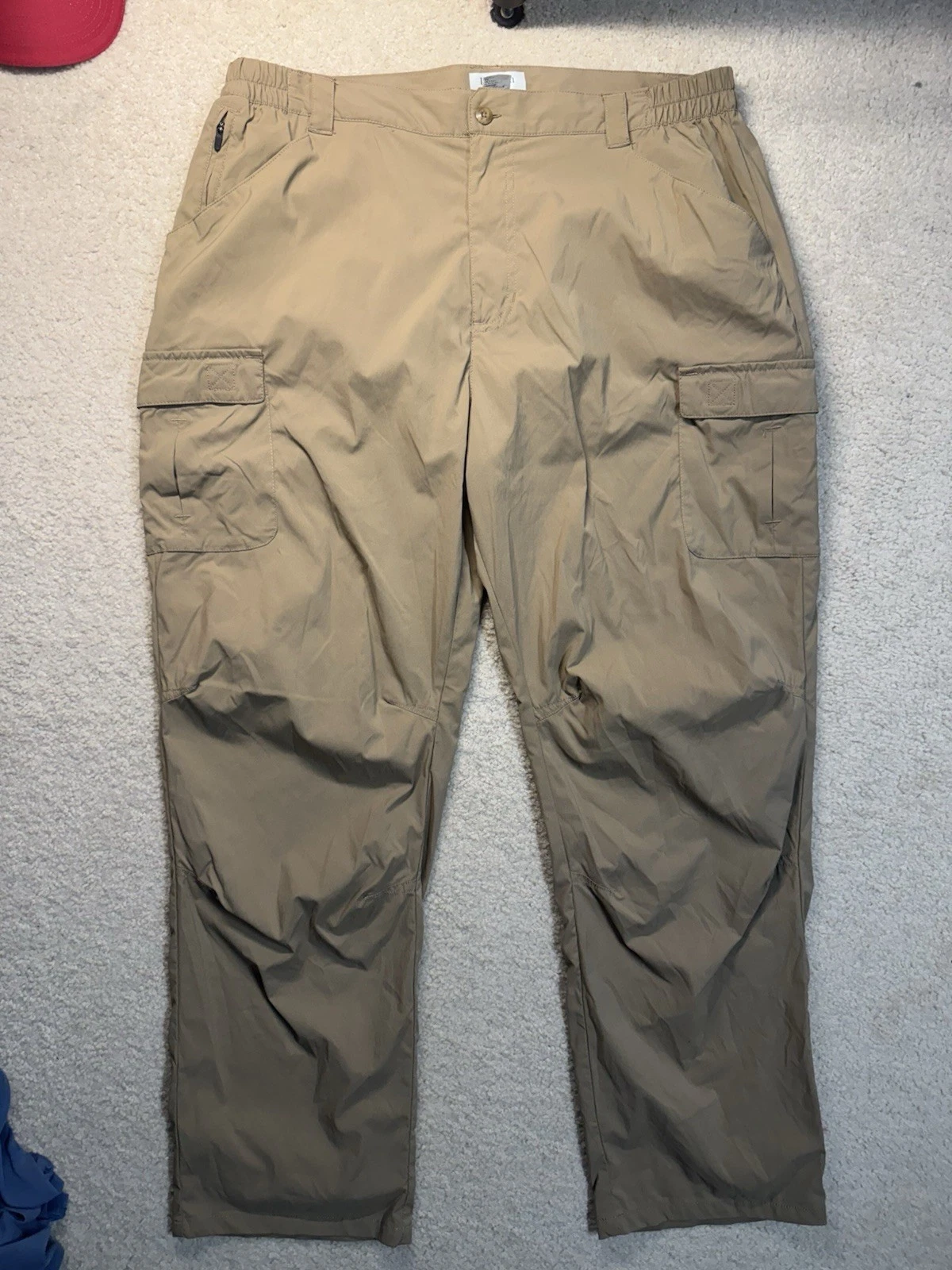 LL Bean Cargo Pants Mens Large Nylon 5 Pocket Lightweight Hiking Fishing Beige