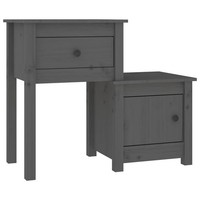 Nachttisch Grau 79,5X38X65,5 Cm Massivholz Kiefer