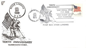 APOLLO 11 10th ANNIV WAPAKONETA FLAG CANCEL 7/20/79 FLAG CACHET - STAMP SC# 1598