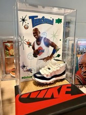 Michael Jordan Space Jam Shadow Box Real Card + Mini Jordan 11 Shoe Custom 1/1