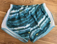 Nike Dri Fit Tempo 3" Running Shorts Lined Womens Medium Blue Pattern White Trim