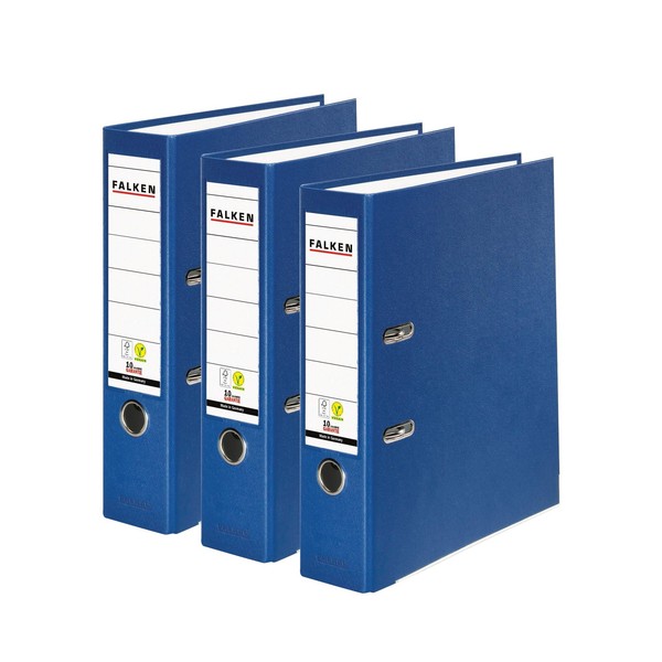 Pp-Color Ordner 3Er Pack Din A4 8Cm Blau Kunststoff Ringordner Falken-image