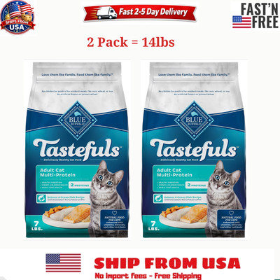 2 Pack Blue Buffalo Tastefuls Adult Cat Dry Food, Multi-Protein, 7 lb Bag