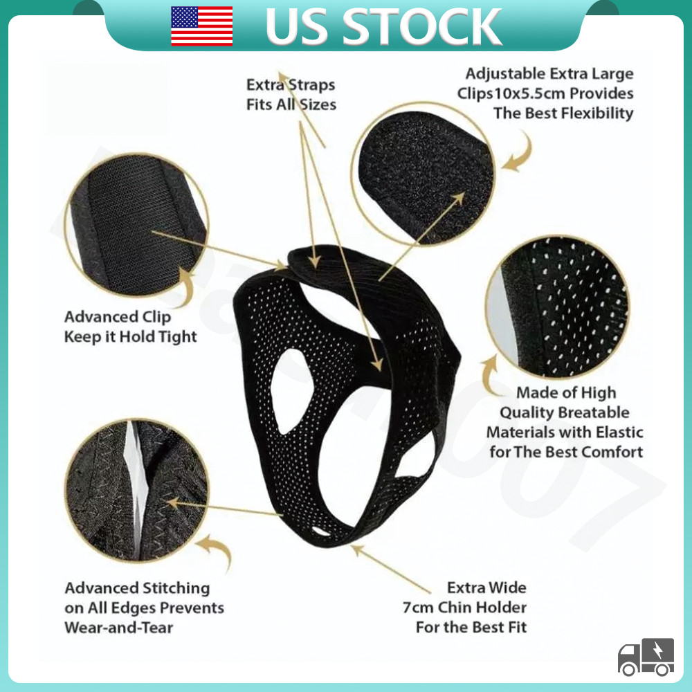 1x Anti Snoring Chin Strap Sleep Apnea Snore Stop Belt Snoreless Sleep Solution