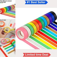 Colored Masking Tape 12 Pack 1.7cm x 12m DIY Craft Paper Tape for Art Kids