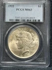 New Listing1922 PEACE DOLLAR, PCGS MS-63-SATINY WHITE!