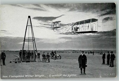 13540697 - Aeroplane Wilbur Wright, arrivee au pylone aviation pioneer
