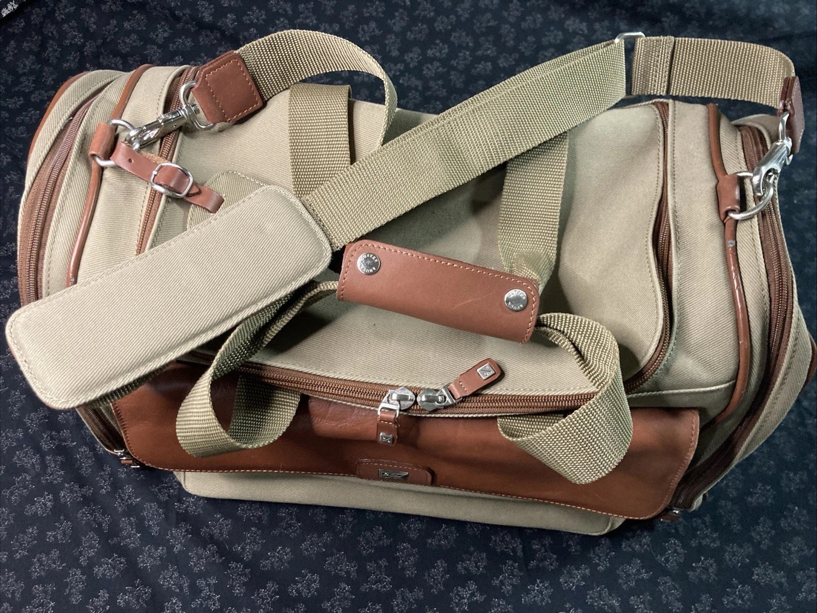 Cutter & Buck Canvas & Leather Weekender Duffel Travel Bag