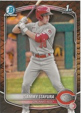 2025 Bowman Chrome Sammy Stafura Reptilian Refractor SP RC Cincinnati Reds