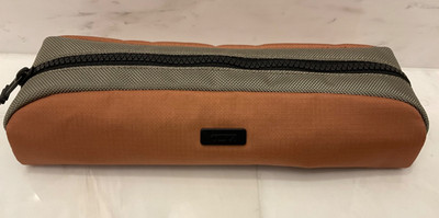 NEW TUMI Ballistic Nylon Zippered Pencil Case Cord Pouch - CIDER ORANGE w/ SAND