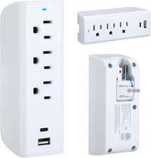Multi Plug Outlet Extender, 3 AC 2 USB A and C Ports Power Strip with Indicator
