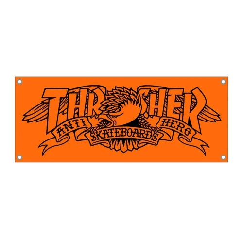 Thrasher Magazine X Anti Hero MAG BANNER Skateboard Banner ORANGE 39"x 17"