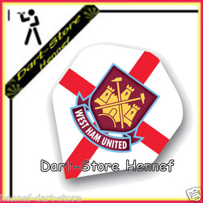 6 Original lizensierte Dart Flights ''WEST HAM UNITED'', hell