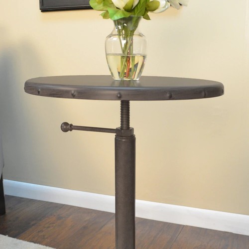Industrial Side Table Round Farmhouse Adjustable Metal Modern Vintage Style New - Picture 2 of 24