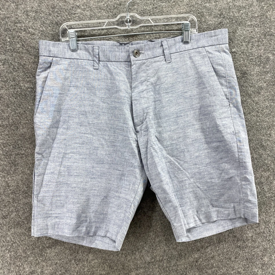 Pantalones Cortos Calvin Klein Hombres 36 Gris Tiro Medio Frente Plano Chino Algodón Bolsillos Regular Foto 4 de 4