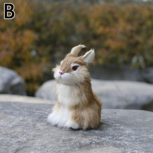 Small Mini Realistic Cute White Plush Rabbits Fur Lifelike Animal Home Decor - Picture 13 of 19