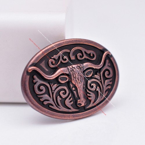 6PC WESTERN FLOWER LONGHORN RODEO LEATHER CRAFT OLD COPPER BELT CONCHO RIVETBACK - Picture 3 of 8