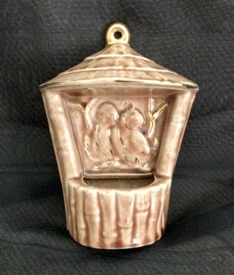 Vintage Tiki Polynesian Style Hand Made F & M Artware Lovebirds Planter