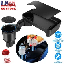3 In1 Car Cup Holder Expander 360°Rotating Drinks Cell Phone Keys Tray Organizer