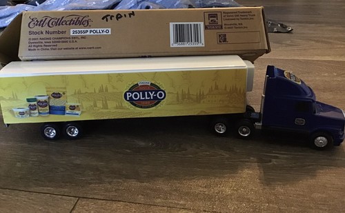 VINTAGE ERTL PRESSED STEEL POLLY-O DELIVERY GMC CAB & TRAILER ,Hat and RR car