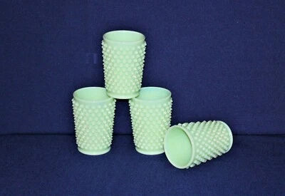 Jadeite Hobnail Tumblers 9oz, Set of 4 Glasses by Mosser Glass FREE SHIPPING