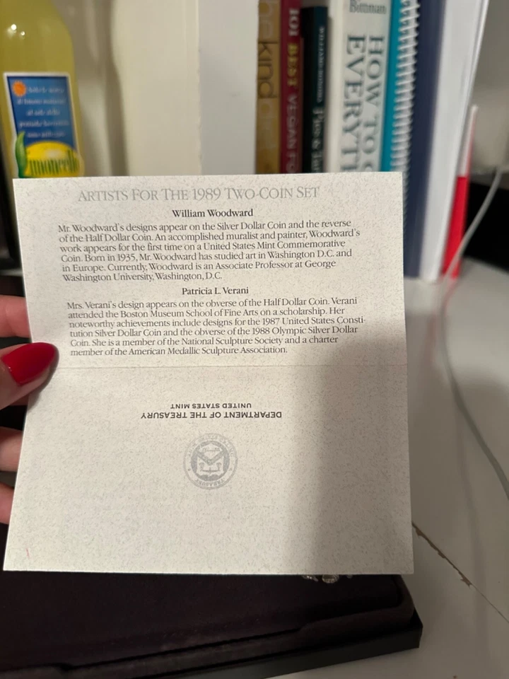 Juego de prueba conmemorativa de 2 monedas del Congreso de los Estados Unidos 1989 S OGP y certificado de autenticidad Foto 2 de 4