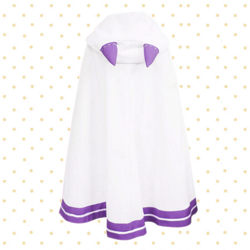 Anime Re:Zero Emilia Cosplay Capa con Capucha Orejas de Gato Capa Abrigo Uniforme Disfraz S-L Foto 4 de 4