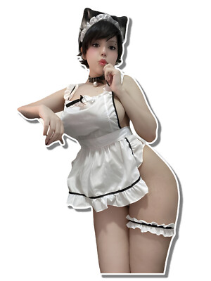 0674 Catgirl Maid Sticker, Waterproof, Laminated, Pinup
