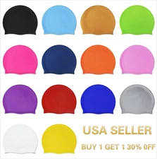 Silicone Swimming Cap Solid Color Long Hair Clean Swim Pool For Adult Men Women