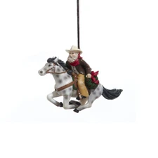 Western Cowboy Santa Riding Horse Ornaments