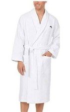 TOMMY BAHAMA Waffle Terry Shawl Bath Robe White 100 Cotton