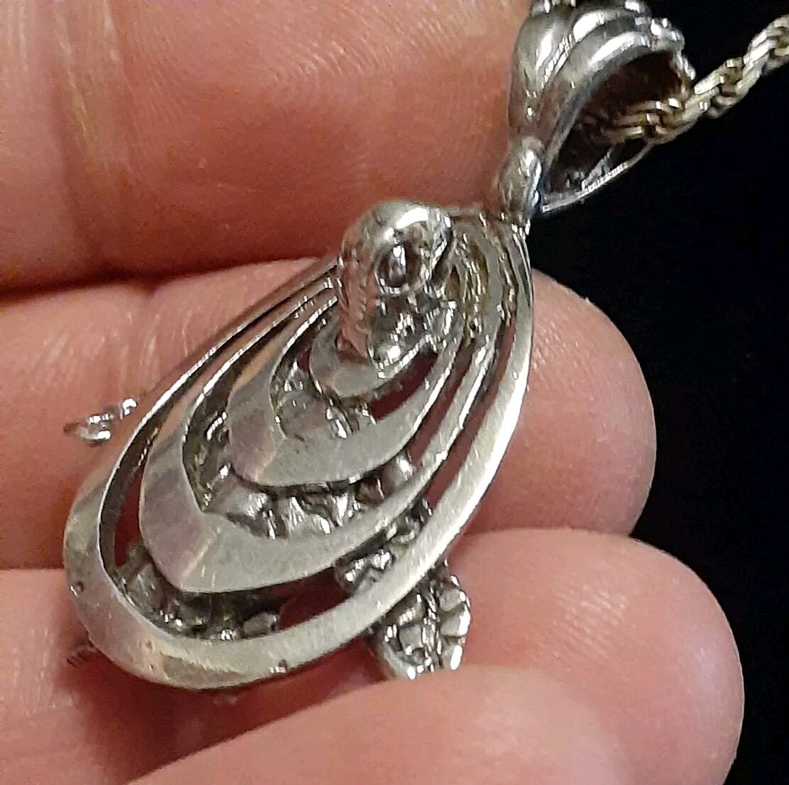 sterling silver solid turtle pendant necklace 15 … - image 8